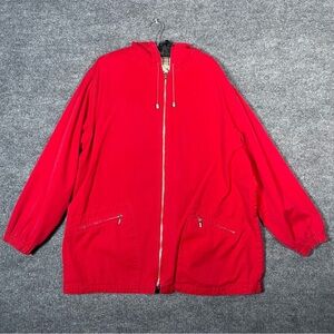 Eddie Bauer Women’s XL Red Full Zip Hooded Flannel Lined Vintage Jacket